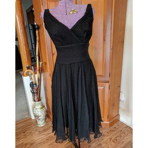 Swirling Black Silk Cocktail Dress